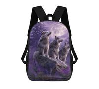 sinyumoney Wolf Pack Moonlit Forest Mochilas De 17 Pulgadas Para Niños, Mochilas Escolares Impresas En 3D Para Estudiantes De Primaria Y Secundaria, Para Niños Y Niñas.