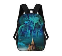 sinyumoney Wolf Pack Moonlit Night-1 Mochila Escolar Impresa En 3D Mochilas Informales Para Niños Mochila Escolar Impresa En 3D Para Niños De Primaria Y Secundaria 17inch
