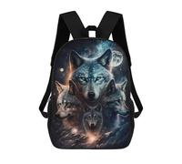 sinyumoney Wolf Pack Moonlit Night Mochila Escolar Impresa En 3D 17inch Mochilas De Moda Para Niños, Mochilas Escolares Para Niños De Primaria Y Secundaria