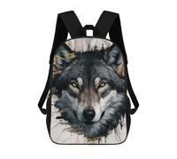 sinyumoney Wolf Portrait with Abstract Gold Accents Mochilas Para Niños 17inch Mochila Escolar Mochila Escolar Impresa En 3D Para Niños De Primaria Y Secundaria