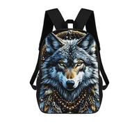 sinyumoney Wolf Portrait with Dreamcatcher Elements Mochila Escolar Infantil De 17 Pulgadas, Impresa En 3D, Estilo Casual, Para Niños, Ideal Para Viajes, Como Mochila Escolar O Para Llevar Libros.