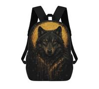sinyumoney Wolf Portrait with Golden Halo Mochilas Infantiles Mochila Escolar Mochila Impresa En 3D Para Niños Mochilas De Viaje Bolsas Para Libros Mochila Escolar Para Niños 17inch