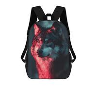 sinyumoney Wolf Portrait with Red Lighting 17inch Mochila Escolar Impresa En 3D Para Niños, Mochila Escolar Informal De Moda, Mochilas De Viaje Para Niños Y Estudiantes.