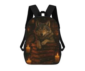 sinyumoney Wolf Resting on Books with Candles Mochila Escolar Para Ordenador, Para El Colegio/trabajo/viajes Para Niñas, Niños Y Adolescentes 17inch