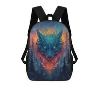 sinyumoney Wolf Spirit Forest Art Print Mochila Infantil De 17 Pulgadas, Mochila Escolar Con Estampado 3D De Dibujos Animados Para Niños Y Adolescentes.