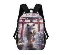 sinyumoney Wolf Spirit Sakura Torii Mochilas De Moda Impresas En 3D 17inch Mochila Escolar Informal Para Niños De Primaria Y Secundaria