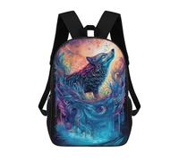 sinyumoney Wolf Spirit Watercolor Art Mochilas Escolares De Moda Para Papelería, Impermeables, Informales, Para La Escuela/trabajo/viajes 17inch