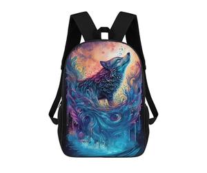 sinyumoney Wolf Spirit Watercolor Art Mochilas Escolares De Moda Para Papelería, Impermeables, Informales, Para La Escuela/trabajo/viajes 17inch