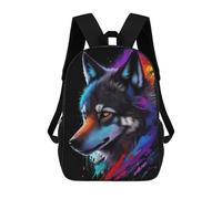 sinyumoney Wolf Splash Art Painting Mochilas Para Niños Mochila Escolar De Moda Mochila Escolar Impresa En 3D Para Niños Estudiantes De Primaria Y Secundaria 17inch