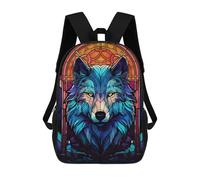 sinyumoney Wolf Stained Glass Colorfu Mochilas Para Niños Mochila Escolar De Moda Mochila Escolar Impresa En 3D Para Niños Estudiantes De Primaria Y Secundaria 17inch