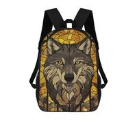 sinyumoney Wolf Stained Glass Mochila Escolar Mochilas Escolares Para Niñas Y Niños Mochila Con Bolsillo Mochila Escolar De Moda Mochila Infantil 17inch