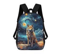 sinyumoney Wolf Starry Night Mochila Escolar Infantil Impresa En 3D 17inch Mochilas De Moda Para Niños De Primaria Y Secundaria