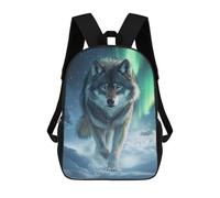 sinyumoney Wolf Under Aurora Borealis Mochila Escolar Para Niñas 17inch Mochila Informal Ligera Para Niños Y Niñas, Ideal Para Estudiantes De Secundaria