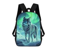 sinyumoney Wolf Under Aurora Borealis Mochila Escolar Resistente Al Agua, Mochila Escolar De Negocios Para Niños/niñas/adolescentes 17inch