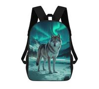 sinyumoney Wolf Under Aurora Borealis Mochilas Para Niños 17inch Mochila Escolar Mochila Escolar Impresa En 3D Para Niños De Primaria Y Secundaria