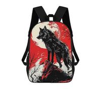sinyumoney Wolf Under Moon Mochila, Mochila Infantil, Mochila Escolar Para Estudiantes, Mochila Para Libros, Mochila Escolar Impresa En 3D Para Niños Y Niñas 17inch