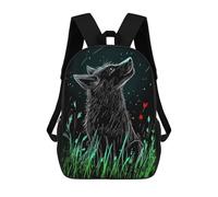 sinyumoney Wolf Under The Stars Mochila Escolar Infantil De 17 Pulgadas, Impresa En 3D, Estilo Casual, Para Niños, Ideal Para Viajes, Como Mochila Escolar O Para Llevar Libros.