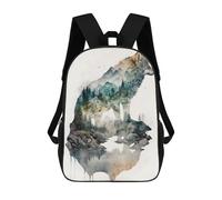 sinyumoney Wolf Watercolors Mochila Escolar Infantil Estampada Para Adultos Y Niños, Mochila De Viaje Para El Día A Día 17inch
