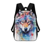 sinyumoney Wolf Watercolors Mochila Escolar Para Niños De 17 Pulgadas, Mochila Informal De Viaje Para Niños Y Niñas, Mochila De Gran Capacidad Para El Día A Día 17inch