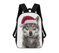 sinyumoney Wolf Wearing A Christmas Santa Hat Mochila Escolar De Moda Para Estudiantes, Adecuada Para Niños Y Niñas, Mochila Informal Para Viajes Al Aire Libre, Esencial Para El Día A Día 17inch