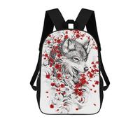 sinyumoney Wolf with Cherry Blossoms Mochilas Infantiles Impresas En 3D Para Niños, Mochilas Escolares De Moda, Mochilas De Viaje, Mochilas Escolares Para Niños De Primaria 17inch
