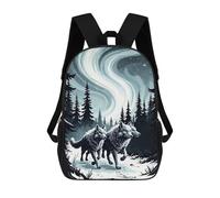 sinyumoney Wolves Winter Forest Landscape Mochila Escolar Para Niñas Y Niños, Mochilas De Gran Capacidad, Mochilas Ligeras Para Niños Y Estudiantes 17inch