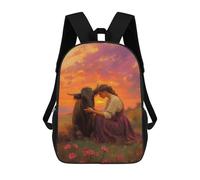 sinyumoney Woman And Bull at Sunset Mochila Ligera Informal Para El Día A Día, Mochila Escolar Para El Campus, Actividades Al Aire Libre, Viajes Y Deportes 17inch