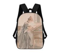 sinyumoney Woman Drawing at Desk Mochila Escolar Para Niñas Mochila Impermeable Mochila Informal De Día Mochila Ligera Para Niño Y Niña Mochila Escolar 17inch