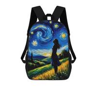 sinyumoney Woman Gazing at Starry Night Painting Mochila, Mochila Infantil, Mochila Escolar Para Estudiantes, Mochila Para Libros, Mochila Escolar Impresa En 3D Para Niños Y Niñas 17inch
