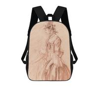 sinyumoney Woman in A Hat Drawing Mochilas Infantiles Mochila Escolar Mochila Impresa En 3D Para Niños Mochilas De Viaje Bolsas Para Libros Mochila Escolar Para Niños 17inch