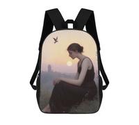 sinyumoney Woman in Black Dress at Sunset Mochila Escolar Para Niños, Mochila Escolar Impresa En 3D Para Estudiantes De Primaria Y Secundaria 17inch