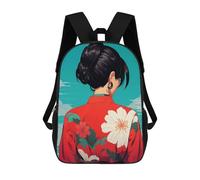 sinyumoney Woman in Red Kimono Mochila Escolar Ligera E Informal Para Adolescentes, Niños, Mujeres Y Hombres 17inch