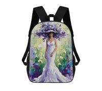 sinyumoney Woman in White Dress with Floral Hat Mochila Escolar Mochilas Escolares Para Niñas Y Niños Mochila Con Bolsillo Mochila Escolar De Moda Para Niños 17inch