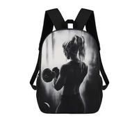 sinyumoney Woman Lifting Weights in Monochrome Style Mochila Infantil Con Impresión 3D, Mochila Escolar Para Niños, Mochila Informal Divertida Para Niños Y Adolescentes 17inch