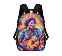 sinyumoney Woman Playing Guitar Psychedelic Mochila Escolar De Moda Para Estudiantes, Adecuada Para Niños Y Niñas, Mochila Informal Para Viajes Al Aire Libre, Esencial Para El Día A Día 17inch