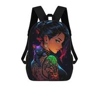 sinyumoney Woman with Cat Mochila Escolar Infantil Impresa En 3D 17inch Mochilas De Moda Para Niños De Primaria Y Secundaria