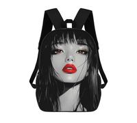 sinyumoney Woman with Red Lips Mochila Escolar Infantil Impresa En 3D 17inch Mochilas Escolares Para Niños, Estilo Casual Y Moderno, Mochilas De Viaje De Alta Capacidad