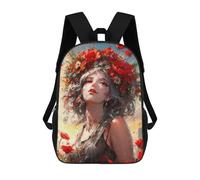 sinyumoney Woman Wreath of Flowers Mochila Escolar Para Niños Con Impresión 3D, Mochila Moderna Para Niños Y Niñas, Mochila Informal Para Estudiantes. 17inch