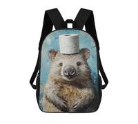 sinyumoney Wombat with Toilet Paper Hat Mochila Ronaldo, Mochila Infantil, Mochila Escolar Para Estudiantes, Mochila Para Libros, Mochila Escolar Impresa En 3D Para Niños Y Niñas, 17inch