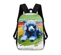 sinyumoney WORLD POODLE DAY POSTER Mochilas De 17 Pulgadas Para Niños, Mochilas Escolares Impresas En 3D Para Estudiantes De Primaria Y Secundaria, Para Niños Y Niñas.