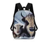 sinyumoney Yak And Calf in Snowy Mountains Mochila Escolar Mochila Para Niños Impresa En 3D Mochilas Infantiles Para Niños Y Niñas Mochilas Escolares Mochilas De Viaje Para Niños 17inch