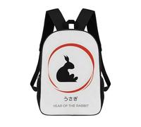sinyumoney Year Of The Rabbit Mochilas Impresas En 3D Para Niños 17inch Mochilas De Moda Informales Para El Día A Día, Bolsas De Viaje, Mochilas Informales Para Exteriores Para Niños Y Niñas