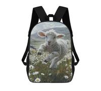 sinyumoney Yellow Goldfinch Bird on Branch Mochila Escolar Impermeable Mochila Escolar Negocios - Perfecto Para Viajes, Trabajo Y Uso Diario, Lamb Leaping in Field, 17"