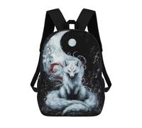 sinyumoney Yin And Yang Kitsune Mochila Escolar Mochilas Escolares Para Niñas Y Niños Mochila Con Bolsillo Mochila Escolar De Moda Mochila Infantil 17inch