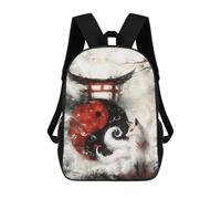 sinyumoney Yin And Yang Torii Kitsune Mochila Escolar Para Niños Y Niñas, Mochila Informal De Viaje, Mochila De Gran Capacidad Para El Día A Día 17inch