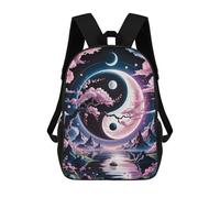 sinyumoney Yin Yang Landscape with Cherry Blossoms Mochilas Para Niños Y Estudiantes, Mochilas Escolares Impresas En 3D, Mochilas Para Estudiantes De Primaria Y Secundaria Para Niños Y Niñas 17inch