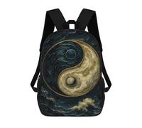 sinyumoney Yin Yang Symbol with Golden Accents Mochila Escolar Infantil Impresa En 3D Para Niños, Mochilas De Viaje, Bolsas Para Libros Para Niños Estudiantes De Primaria 17inch