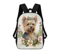 sinyumoney Yorkshire Terrier Floral Mochila Escolar Grande Resistente Al Agua Para Portátil Para La Escuela/trabajo/viajes 17inch
