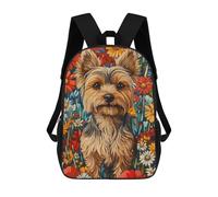 sinyumoney Yorkshire Terrier in Flowers Dog Wall Art Print Mochila De Peluche Con Dibujos Animados, Mochila 3D Para Niños, Bolsa Escolar, Idea De Regalo De Cumpleaños Para Niños Y Niñas 17inch