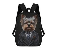sinyumoney Yorkshire Terrier Men Suit Mochilas Impresas En 3D 17inch Mochila Escolar Infantil Para Exteriores, Mochila Informal De Día, Bolsas De Viaje Informales Para Estudiantes De Secundaria